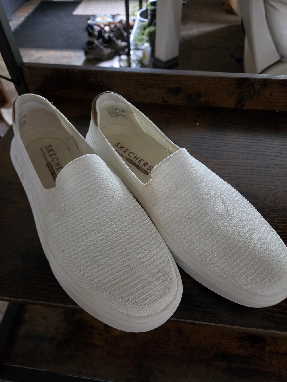 Skechers Women’s White Slip-On Knit Loafers